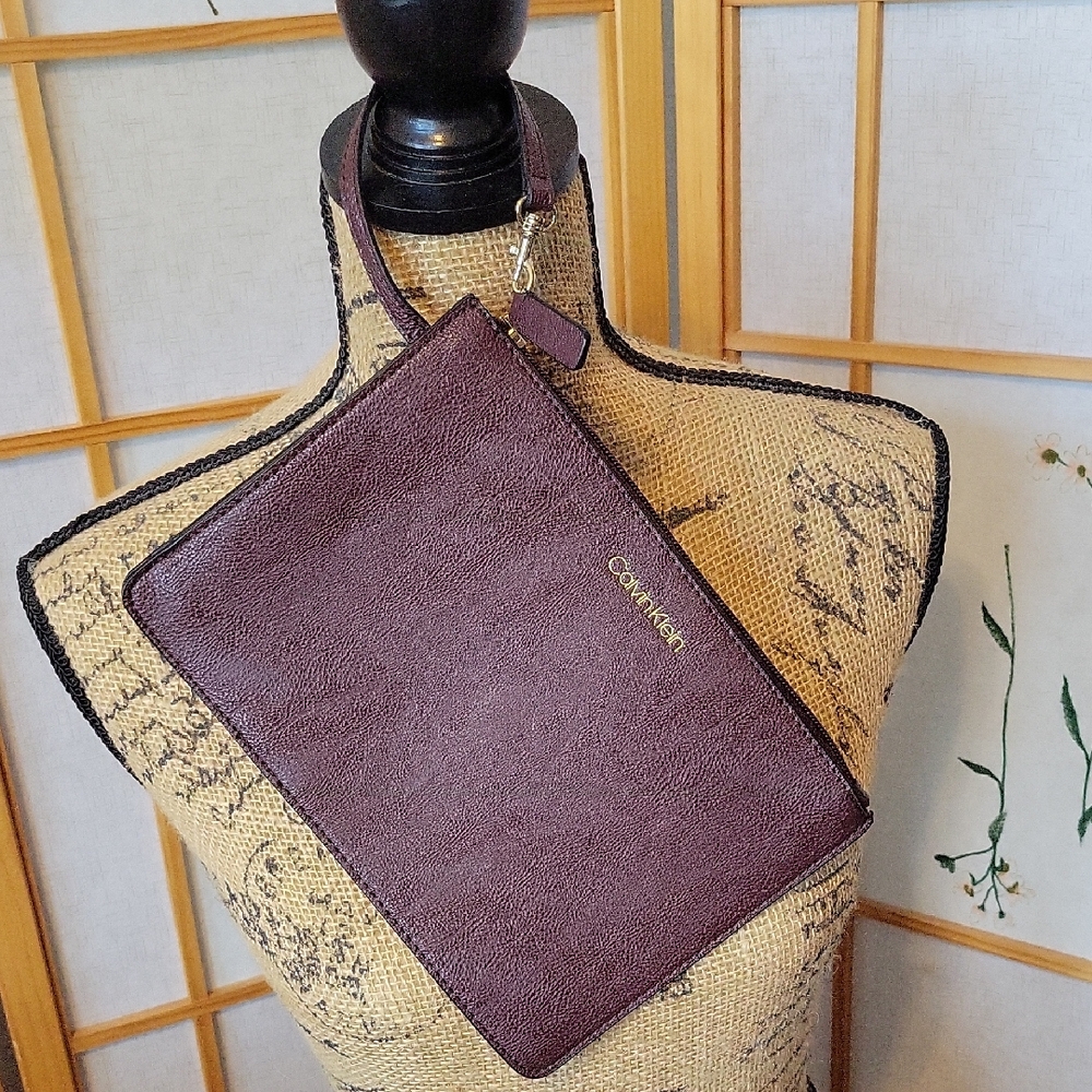 Calvin Klein Leather Wristlet Clutch